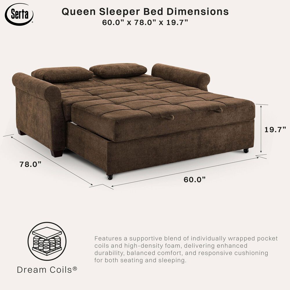Lifestyle Solutions Hampton Queen Convertible Sofa in Brown, , large