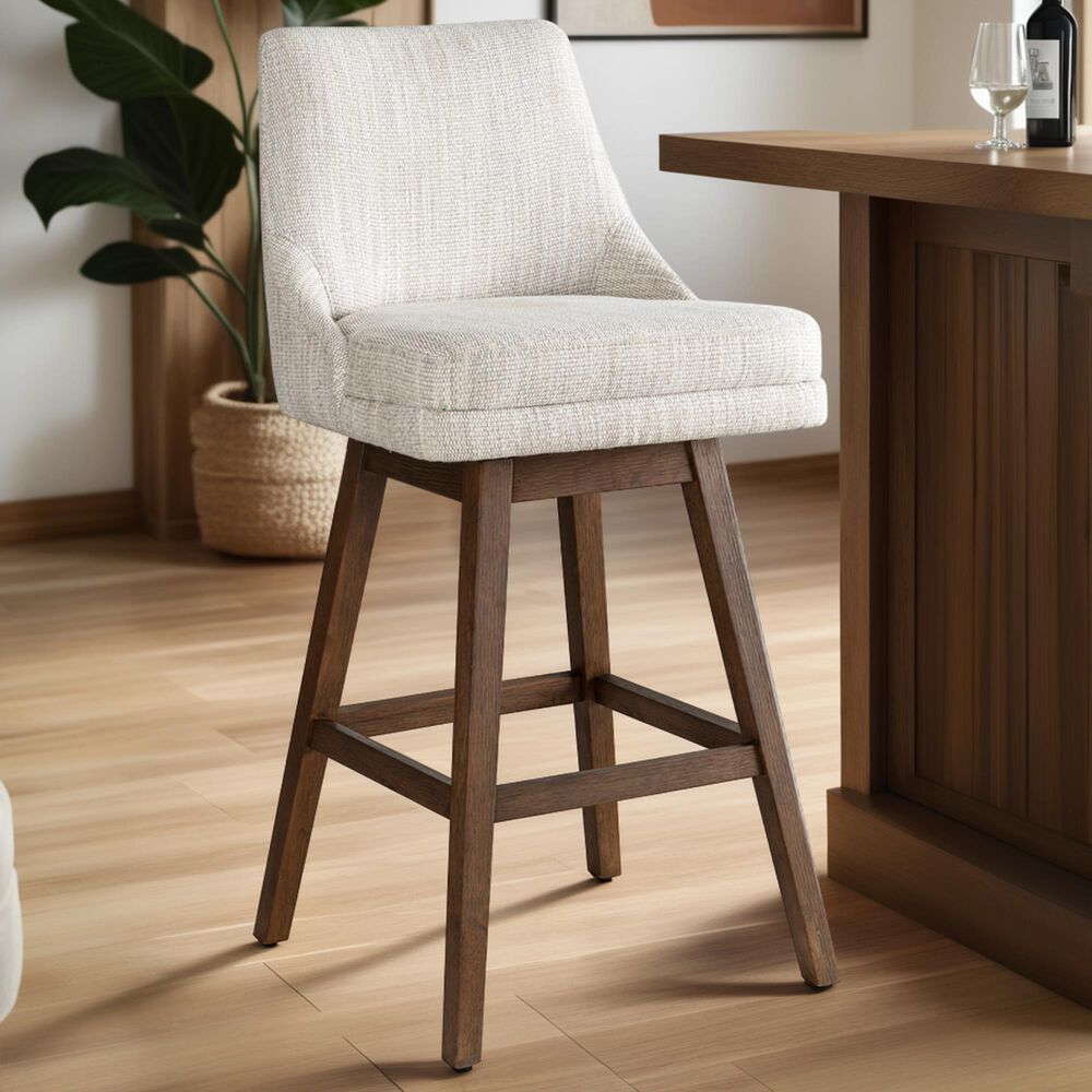 Armen Living Branson 30" Swivel Bar Stool in Brown, , large
