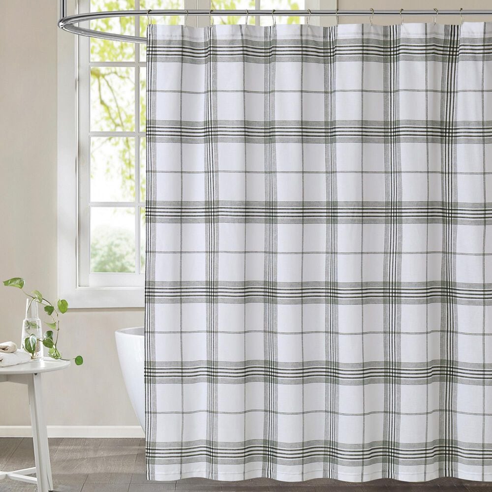 Pem America Cottage Classics Cottage Shower Curtain in White and Black, , large