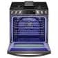 LG 2-Piece Kitchen Package with 6.3 Cu. Ft. Gas Range and 2.1 Cu. Ft. Over-the-Range Microwave in Print Proof Black Stainless Steel, , large