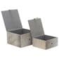 Maple and Jade 2-Piece Handmade Cowhide Decorative Box Set with Leather Loop Closure in Gray and White, , large
