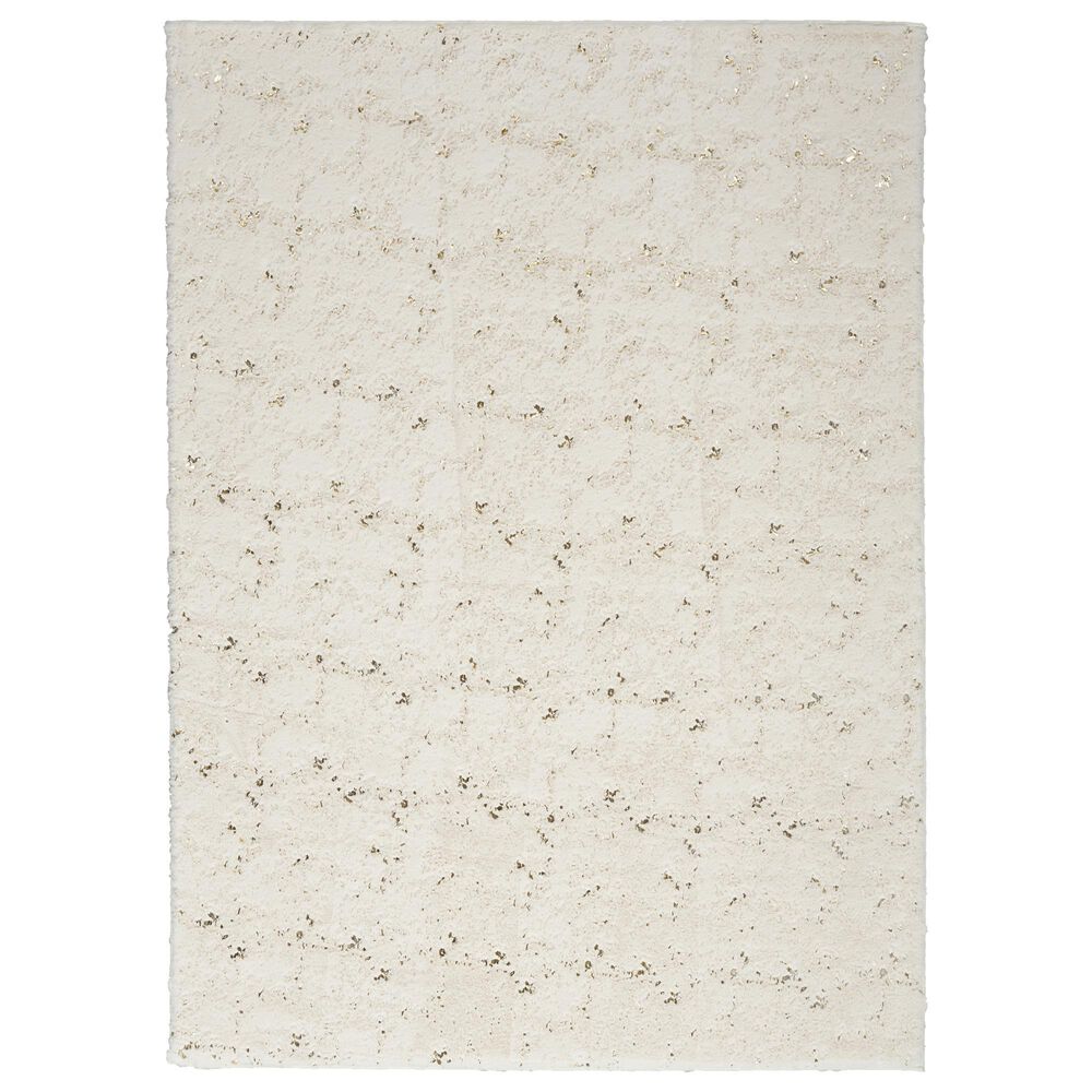 Nourison Cozy Shimmer 5"3" x 7"3" Ivory Area Rug, , large