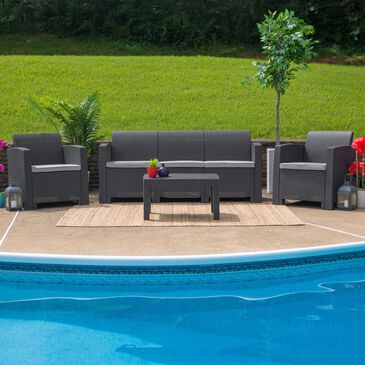 Flash Furniture 4-Piece Patio Chat Set in Gray, , large