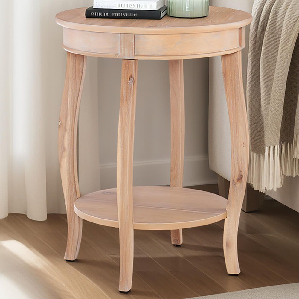 Linon Home Decor Aura Round Side Table in Natural, , large