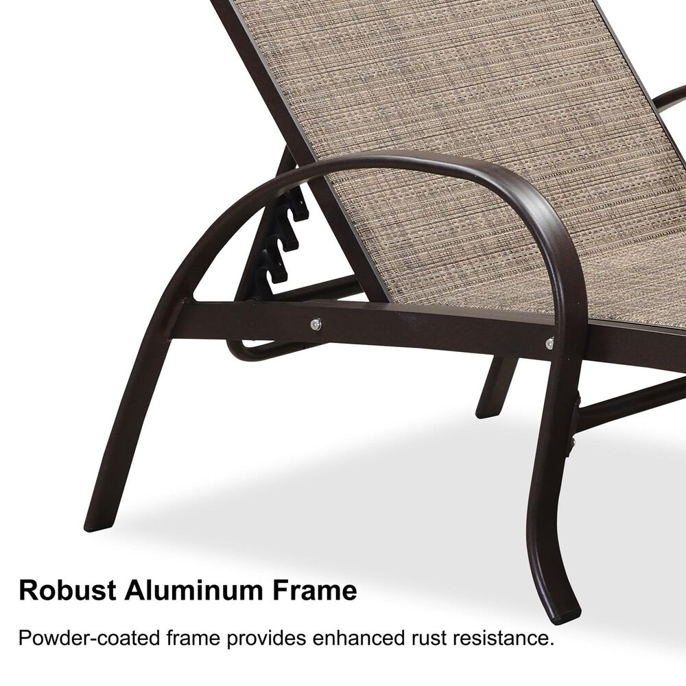 HOMLUX 3-Piece Patio Chaise Lounge Set in Brown, , large