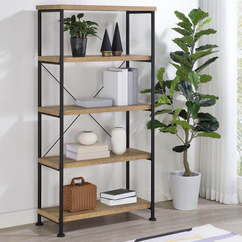 Pacific Landing Analiese 4-Shelf Bookshelf in Mango and Black, , large