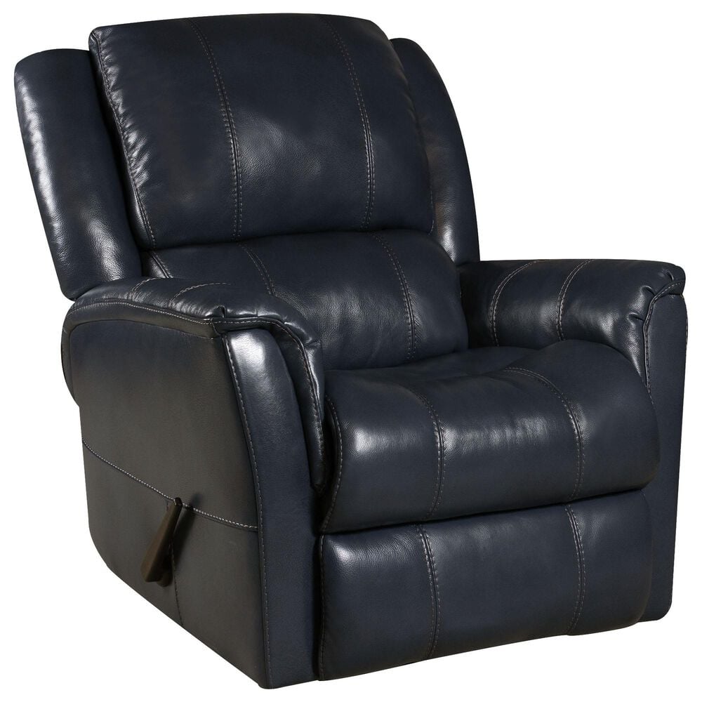 Homestretch Leather Manual Swivel Glider Recliner in Ocean Blue, , large