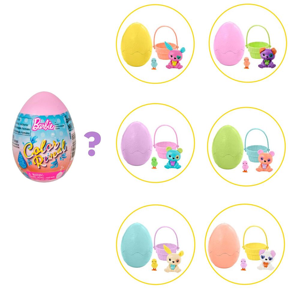 Mattel Barbie Color Reveal Pet Set in Easter Egg Case, , large