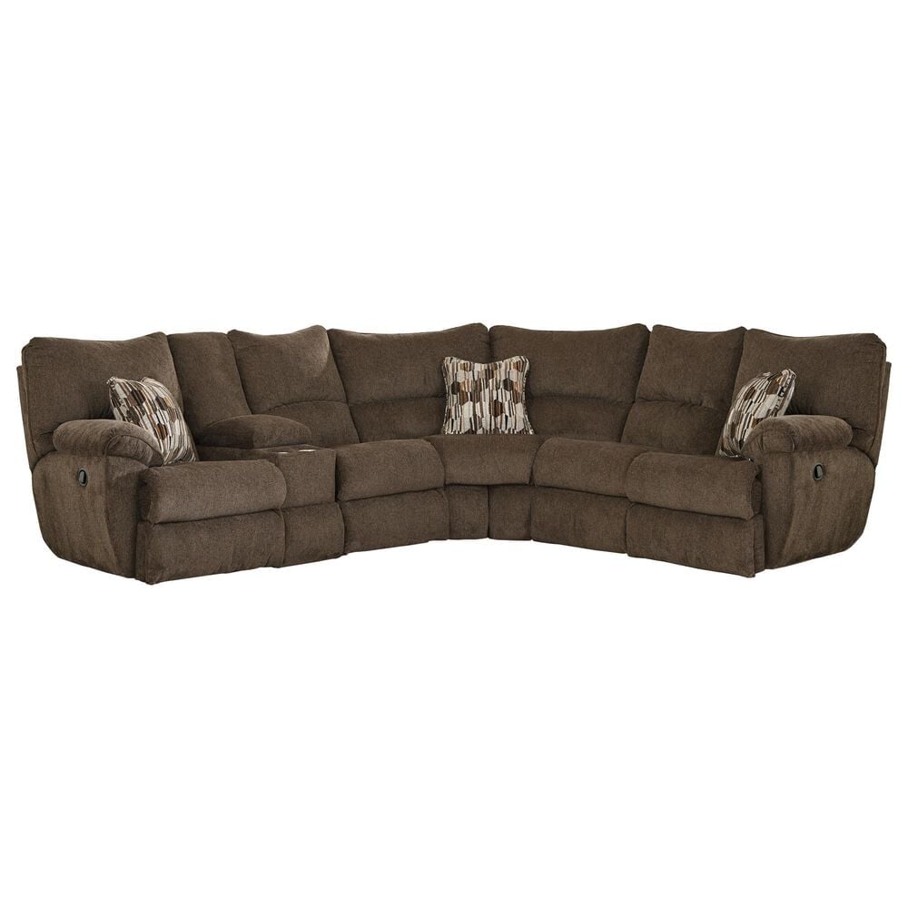 Catnapper Elliott 2-Piece Manual Lay Flat Reclining Sectional in Chocolate, , large