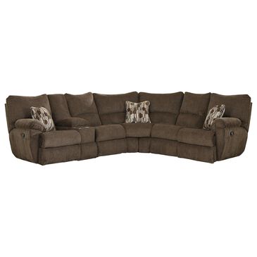 Catnapper Elliott 2-Piece Manual Lay Flat Reclining Sectional in Chocolate, , large