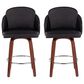 LumiSource Dahlia Swivel Counter Stool with Black Faux Leather Upholstery in Walnut and Chrome (Set of 2), , large