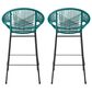 Hearth and Haven Ferrara Outdoor Faux Wicker Barstool in Teal (Set of 2), , large