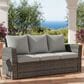 Hearth and Haven Outdoor Sofa with Black Wicker Frame in Gray, , large