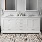 Lexora Home Dukes 80" Double Bathroom Vanity in White with 2 cm White Cultured Marble Top and Rectangular Sinks, , large