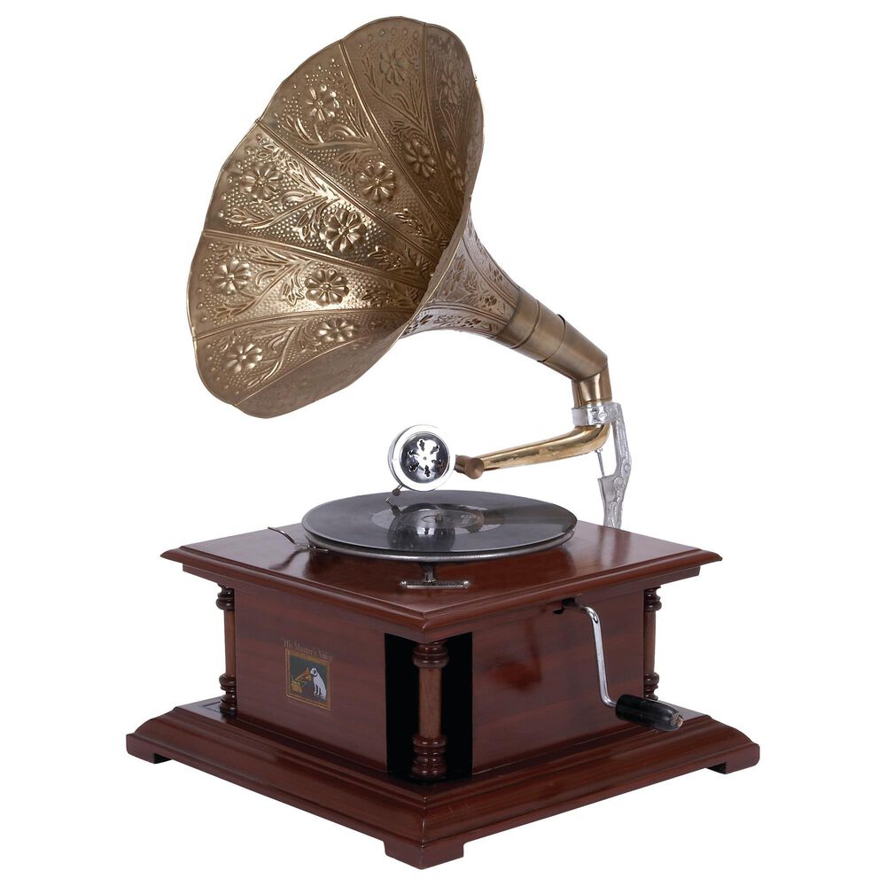 Maple and Jade Vintage Gramophone in Copper and Dark Brown, , large