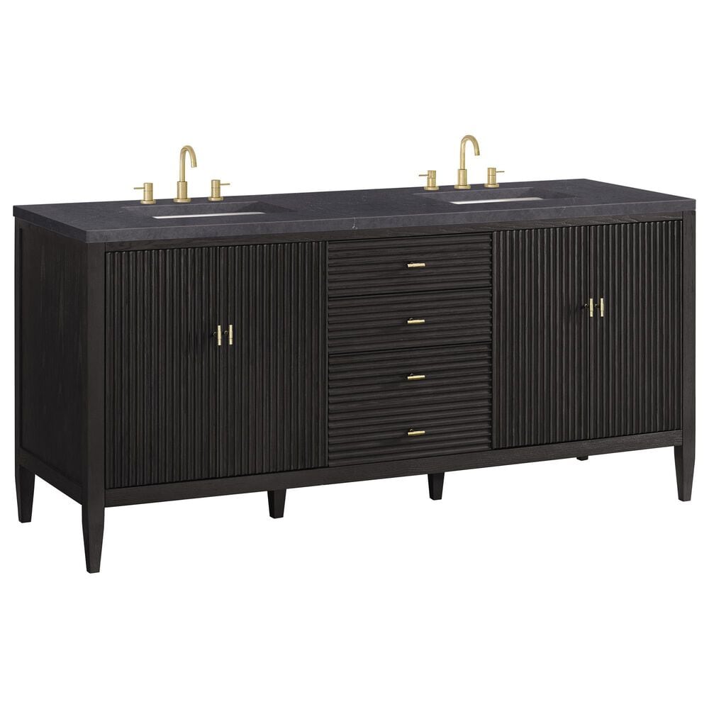 James Martin Vanities Myrrin 72" Double Vanity in Carbon Oak with 3 cm Charcoal Soapstone Quartz Top, , large