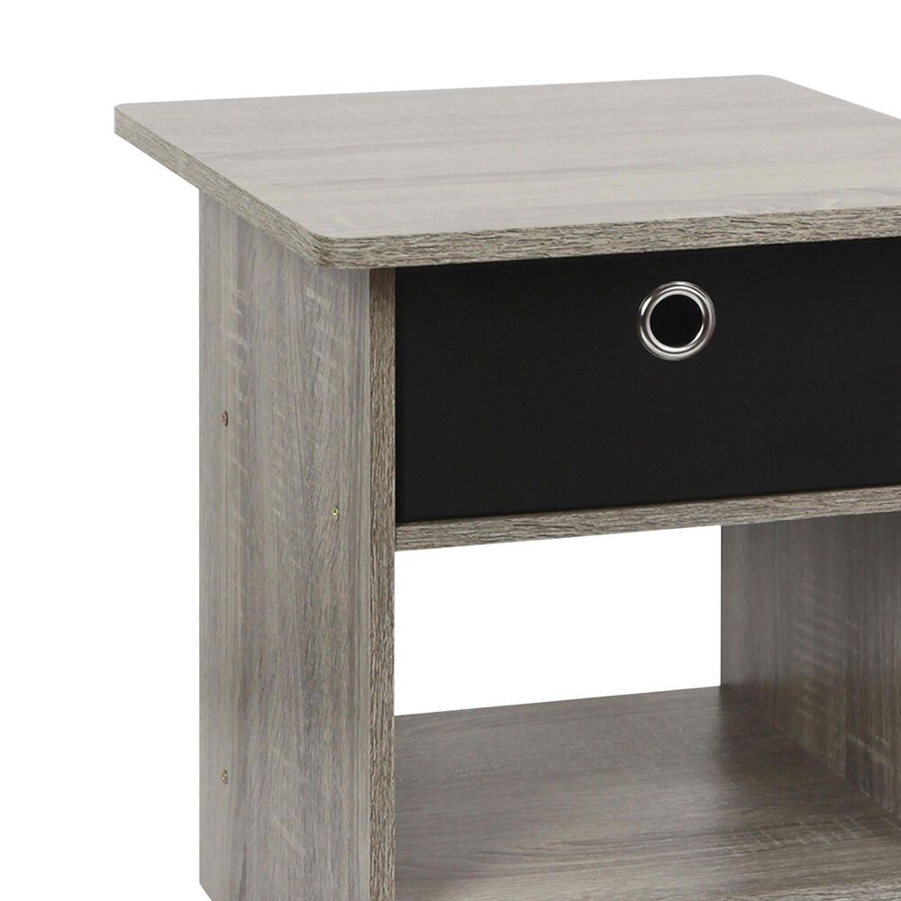 HOMLUX 1-Drawer Modern Nightstand with Open Shelf in French Oak Grey, , large