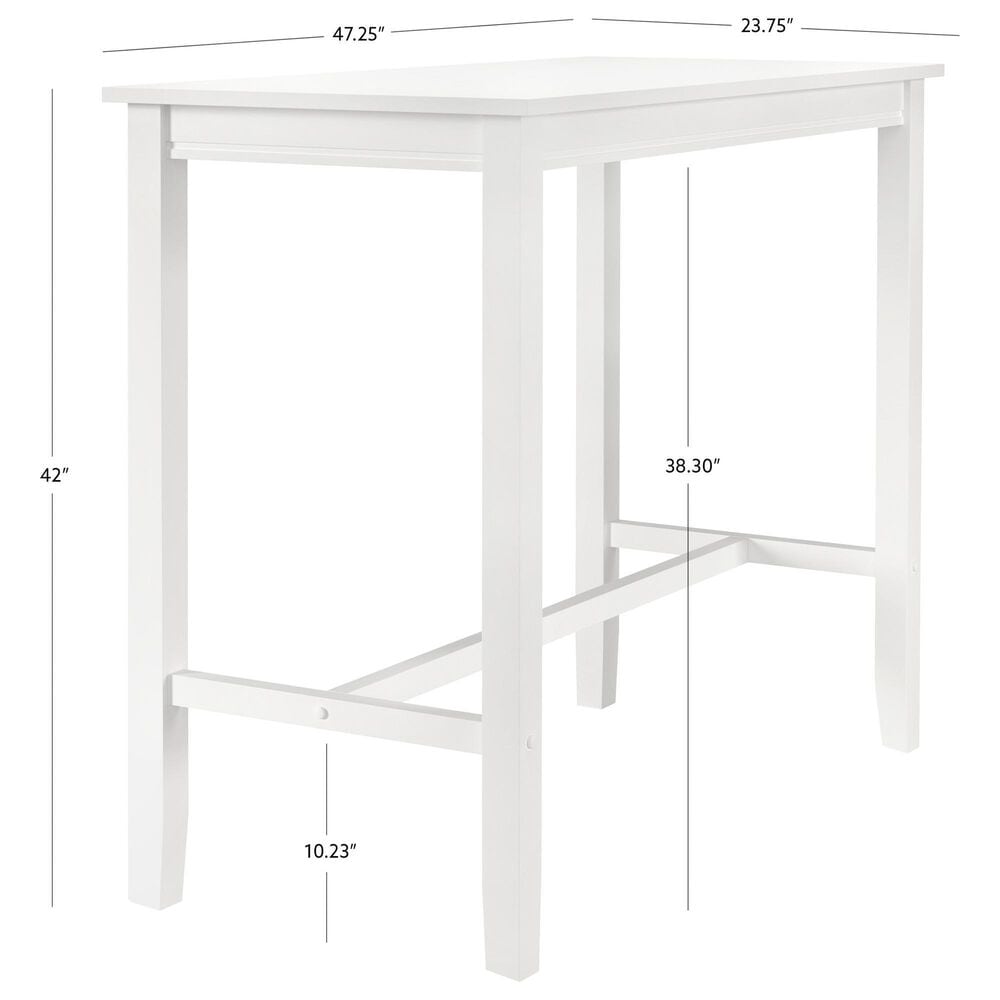 Linon Home Decor Claridge Bar Height Pub Table in Bright White - Table Only, , large
