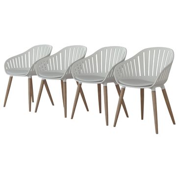 Midtown Concepts Patio Arm Chair in Brown and White (Set of 4), , large