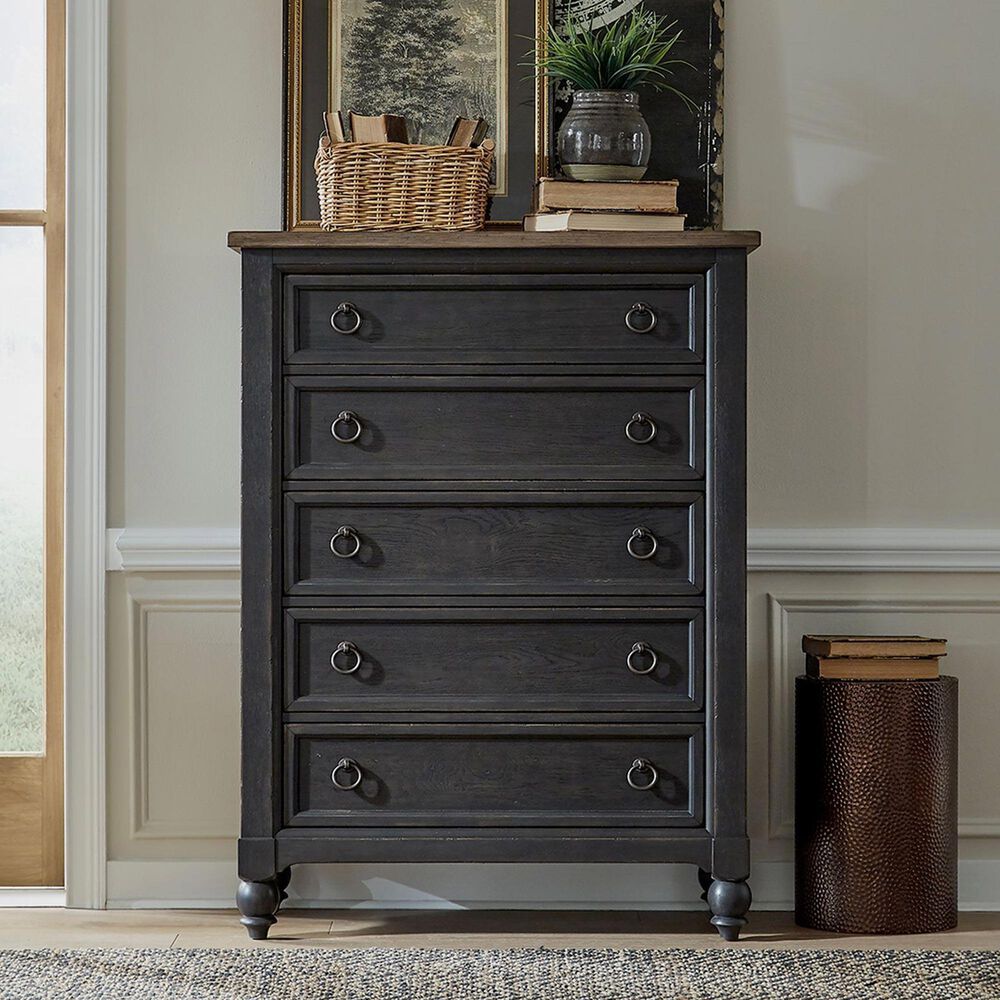 Belle Furnishings 5-Drawer Chest in Black and Dusty Taupe, , large