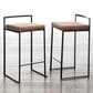 LumiSource Fuji 26" Stacker Counter Stool with Brown Cowboy Upholstery in Black (Set of 2), , large