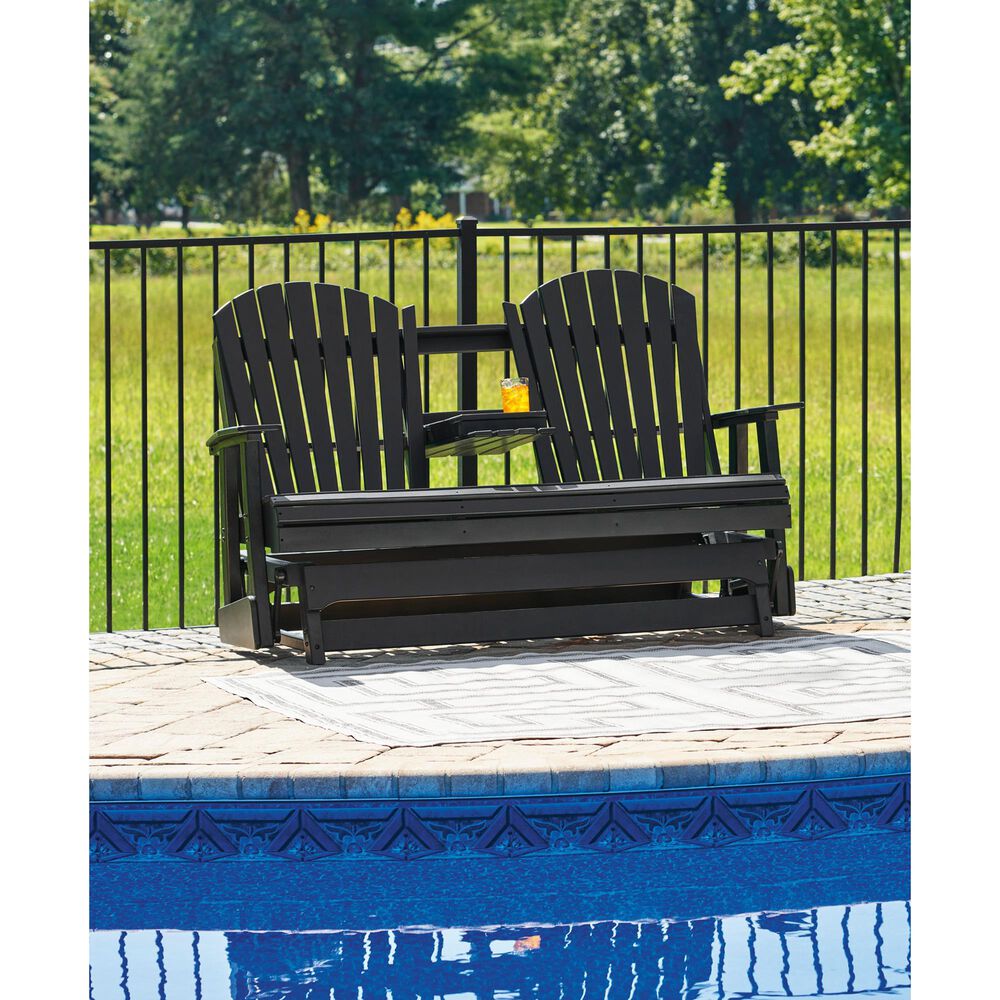 Ashley Hyland Wave Patio Glider Loveseat in Black, , large