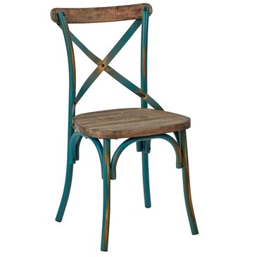 OSP Home Somerset X-Back Chair Antique Turquoise and Walnut, , large