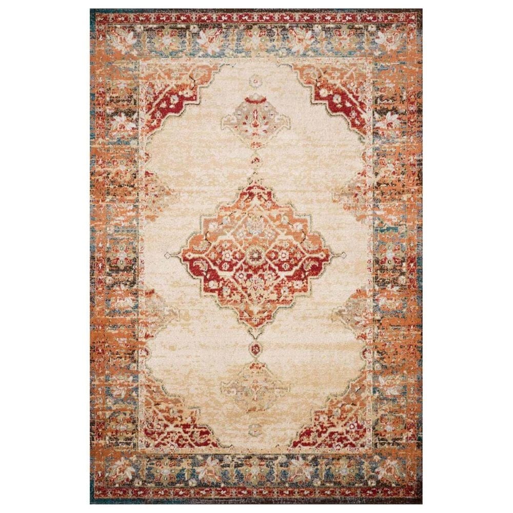 Loloi II Isadora ISA-04 8"11" x 12" Antique Ivory and Sunset Area Rug, , large