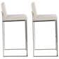 Lumisource Fuji High Back Barstool with Beige Fabric in Stainless Steel (Set of 2), , large