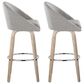 LumiSource Matisse 30" Swivel Barstool with Grey Fabric Upholstery in Whitewashed and Chrome (Set of 2), , large