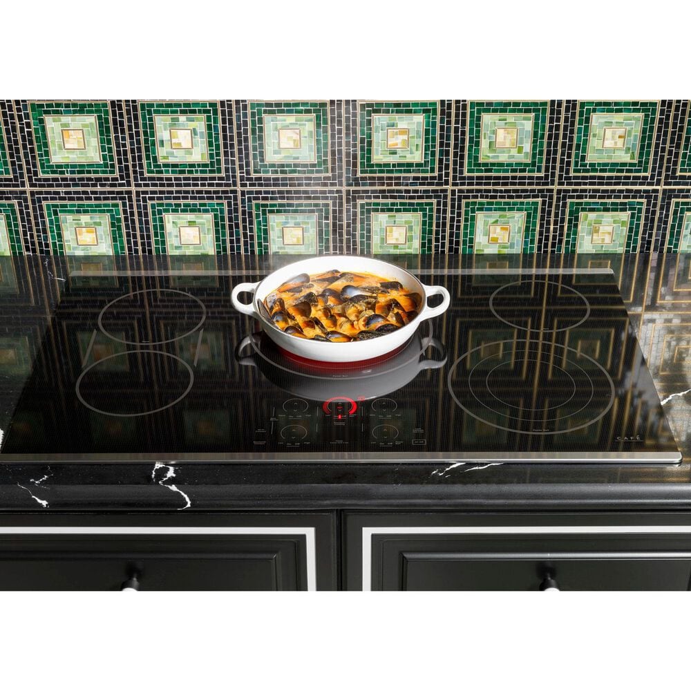Cafe 2-Piece Kitchen Package with Matte Black 30" Smart Built-In Convection Double Wall Oven and Stainless Steel 36" Electric Cooktop, , large