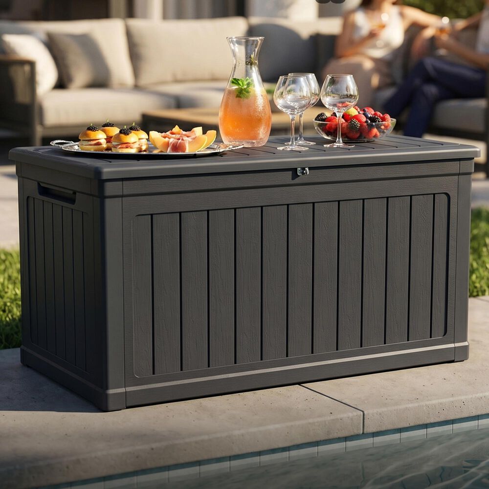 Hearth and Haven 230-Gallon Outdoor Plastic Deck Box in Black, , large