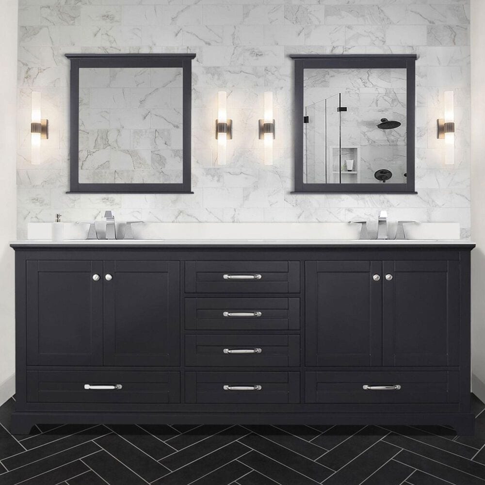 Lexora Home Dukes 80&quot; Double Bathroom Vanity in Espresso with 2 cm White Quartz Top and Rectangular Sinks, , large