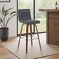 Armen Living Vienna Swivel Bar Height Stool with Vintage Black Upholstery in Walnut, , large