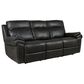 Fan Creek Manual Reclining Sofa with Drop Down Table in Black, , large