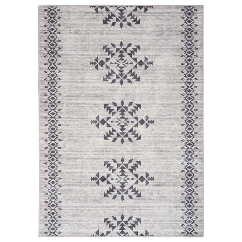 Nourison Machine Washable Series 1 9"2" x 12" Ivory and Charcoal Area Rug, , large
