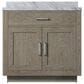Lexora Home Abbey 36" Single Bathroom Vanity in Grey Oak with 2 cm White Carrara Marble Top and Rectangular Sink, , large