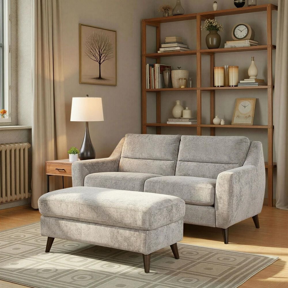LumiSource Carly Bench Ottoman in Pewter, , large