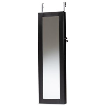 Baxton Studio Richelle Jewelry Armoire with Mirror in Black, , large