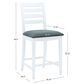 Linon Home Decor Flynn 22" Counter Stool with Charcoal Grey Cushion in White (Set of 2), , large