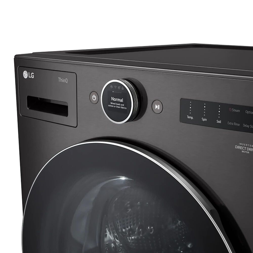 LG 5 Cu. Ft. Front Load Washer with 25 Wash Cycles and 7.4 Cu. Ft. Electric Dryer Laundry Pair in Black Steel, , large