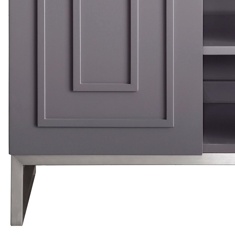 James Martin Vanities Alicante 24&quot; Single Bathroom Vanity in Grey Smoke and Brushed Nickel with 5 cm White Glossy Resin Top and Rectangular Sink, , large