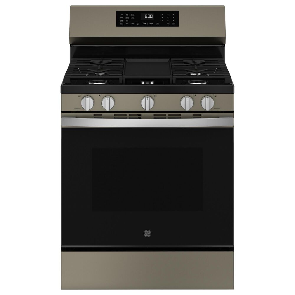 GE Appliances 2-Piece Kitchen Package with 5.3 Cu. Ft. Free-Standing Gas Range and 1.9 Cu. Ft. Over-The-Range Microwave in Fingerprint Resistant Slate and Black, , large