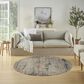 Nourison Rustic Textures Light Grey and Multicolor 7"10" Round Area Rug, , large
