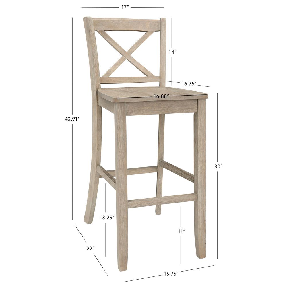 Linon Home Decor Torino X-Back Bar Stool in Grey Wash, , large