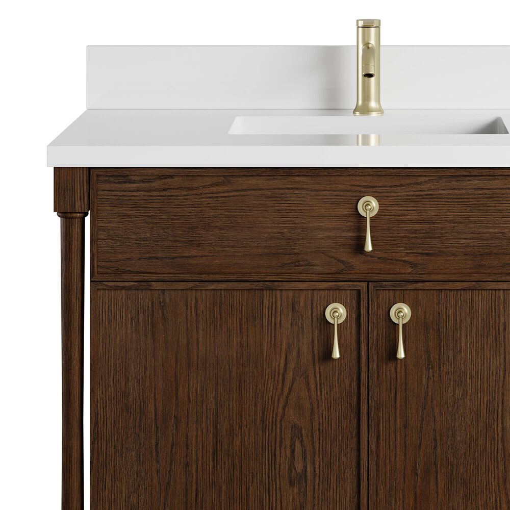 James Martin Kinnsden 36" Single Bathroom Vanity in Sable Oak with Single Hole 3 cm White Zeus Silestone Top and Rectangular Sink, , large