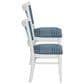 Linon Home Decor Lainey Side Chair with Blue Stripe Cushion in White (Set of 2), , large