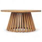 Hearth and Haven Outdoor Round Coffee Table with Slatted Base in Teak, , large