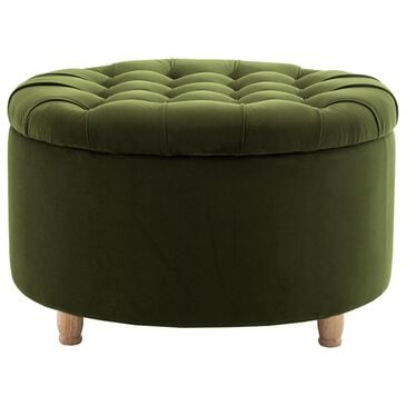 Regency Global Sourcing Knight 28" Round Storage Ottoman in Emerald Green, , large