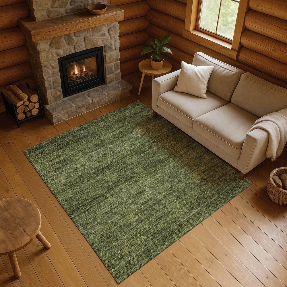 Dalyn Rug Company Soft Essentials Solid Olive 5' x 7'6" Indoor/Outdoor Area Rug, , large